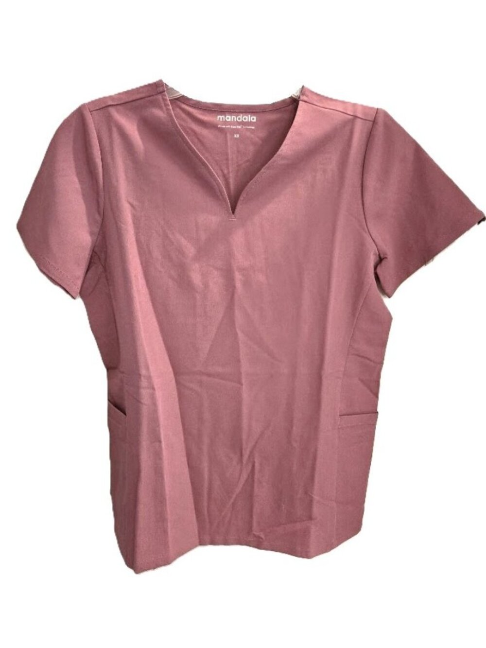 Mandala Scrub Top New Mauve Curved V-Neck Women's XS